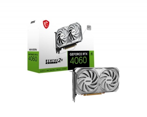 Graphics Card|MSI|NVIDIA GeForce RTX 4060|8 GB|GDDR6|128 bit|PCIE 4.0 8x|Dual Slot Fansink|1xHDMI|3xDisplayPort|RTX4060VEN2XWHITE8GOC image 1