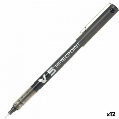 Ручка с жидкими чернилами Pilot V-5 Hi-Tecpoint Чёрный 0,3 mm (12 штук) image 1