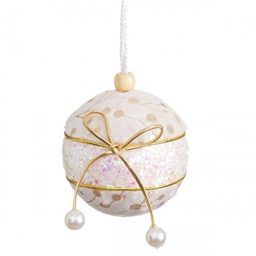 Christmas Baubles White Golden Polyfoam Fabric Lasso 10 x 10 x 10 cm (3 Units) image 1