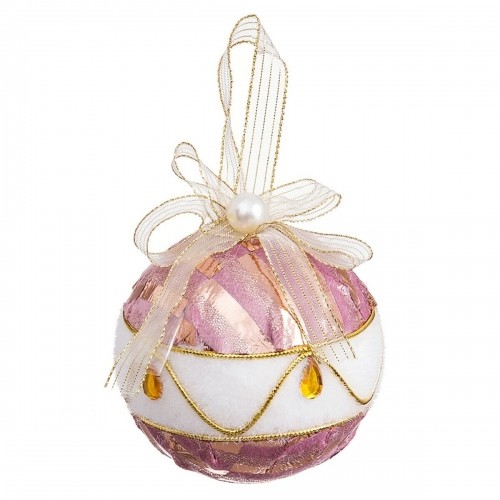 Christmas Baubles White Pink Polyfoam Fabric 6 x 6 x 6 cm (6 Units) image 1