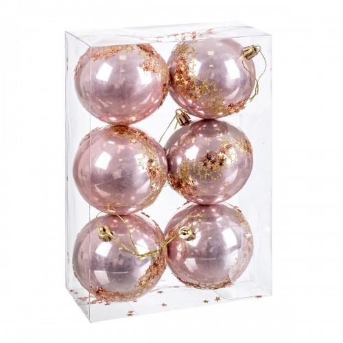 Christmas Baubles Pink Plastic 8 cm (6 Units) image 1