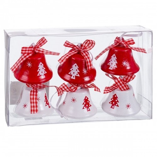 Christmas bauble White Red Metal Bell 4,5 cm (6 Units) image 1