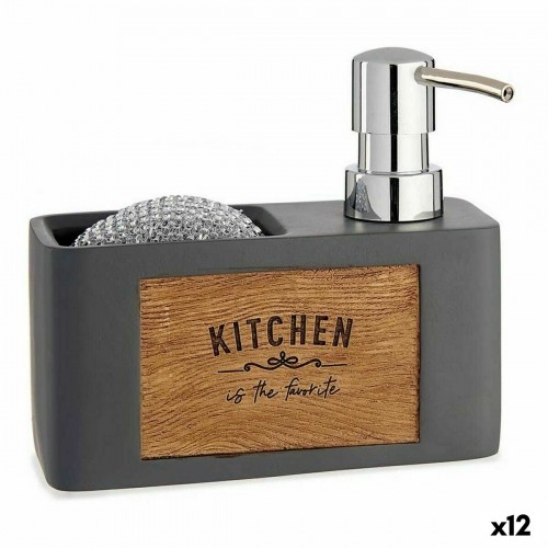 2-in-1 Soap Dispenser for the Kitchen Sink Brown Grey Polyresin (12 Units) image 1