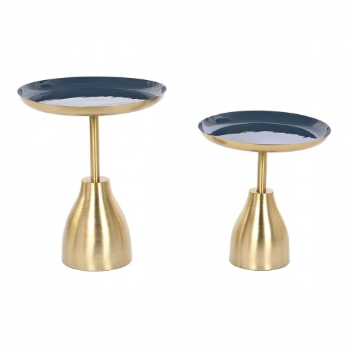 Set of 2 tables Home ESPRIT Blue Golden 40,5 x 40,5 x 48 cm image 1