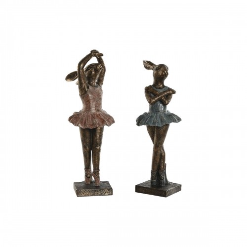 Decorative Figure Home ESPRIT Blue Pink Golden Romantic Ballet Dancer 13 x 12 x 30,5 cm (2 Units) image 1