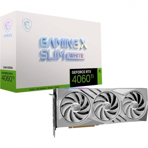 MSI GeForce RTX 4060 Ti Gaming X Slim White 16G Grafikkarte - 16GB GDDR6, 1x HDMI, 3x DP image 1