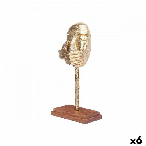Decorative Figure Face Golden Wood Metal 17 x 33,5 x 10 cm image 1