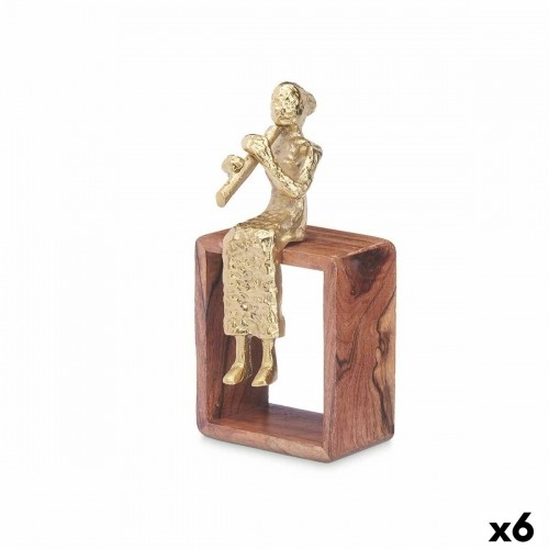 Decorative Figure Recorder Brown Wood Metal 13 x 27 x 13 cm image 1