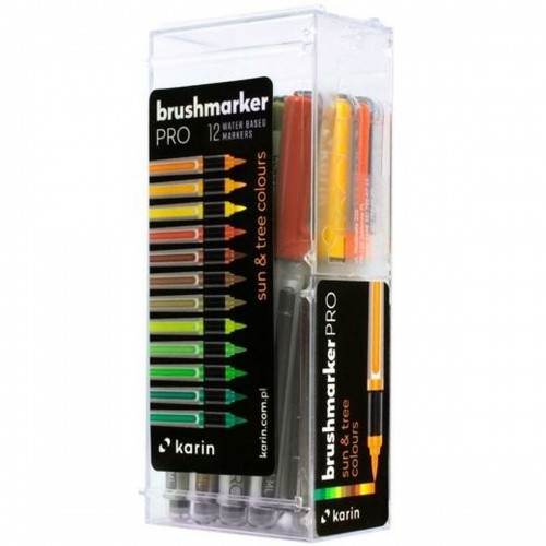 Set of Felt Tip Pens Karin Brushmarker Pro - Sun and Tree Colours 12 Pieces image 1