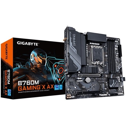 Mainboard|GIGABYTE|Intel B760 Express|LGA1700|Micro-ATX|Memory DDR5|Memory slots 4|1xPCI-Express 4.0 16x|1xM.2|1xHDMI|1xDisplayPort|5xUSB 2.0|3xUSB 3.2|1xRJ45|3xAudio port|B760MGAMINGXAX1.2 image 1