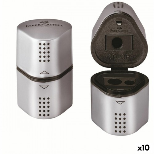 Pencil Sharpener Faber-Castell Grip 2001 3-in-1 Silver Metal (10 Units) image 1