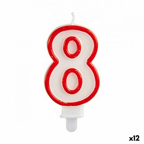 Bigbuy Party Вуаль День рождения Номера 8 Красный Белый (12 штук) image 1