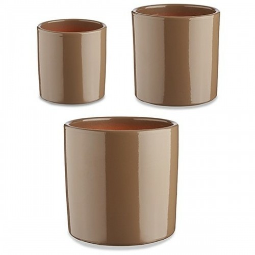 Set of pots Ø 14 cm Ø 22 cm Ø 17 cm Cylinder 3 Pieces Taupe image 1