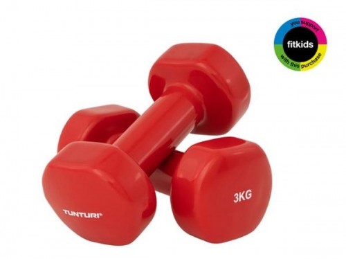 Tunturi Vinyl Dumbbells 3.0kg, Red, Pair image 1