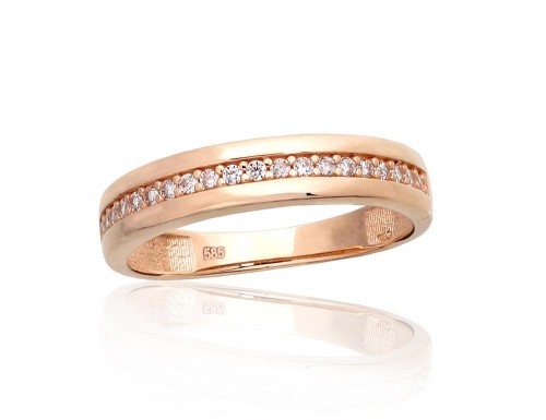 Золотое кольцо #1100970(Au-R)_CZ, Красное Золото 585°, Цирконы, Размер: 17.5, 2.1 гр. image 1