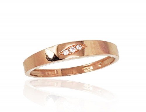 Золотое кольцо #1100830(Au-R)_CZ, Красное Золото 585°, Цирконы, Размер: 16.5, 1.28 гр. image 1