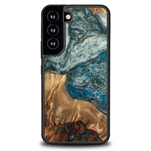 Wood and resin case for Samsung Galaxy S22 Bewood Unique Planet Earth - blue-green image 1