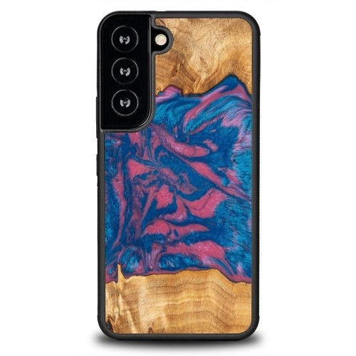 Wood and resin case for Samsung Galaxy S22 Bewood Unique Vegas - pink and blue image 1