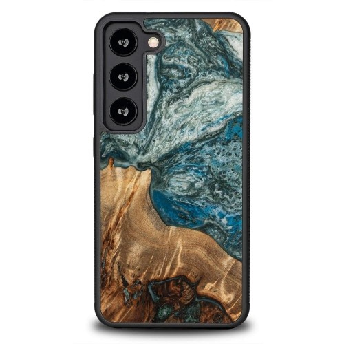 Wood and resin case for Samsung Galaxy S23 Bewood Unique Planet Earth - blue-green image 1