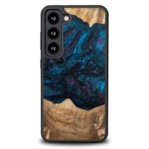 Wood and resin case for Samsung Galaxy S23 Bewood Unique Neptune - navy blue and black image 1