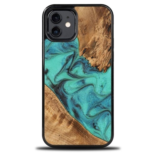Bewood Unique Turquoise iPhone 12|12 Pro Wood and Resin Case - Turquoise Black image 1
