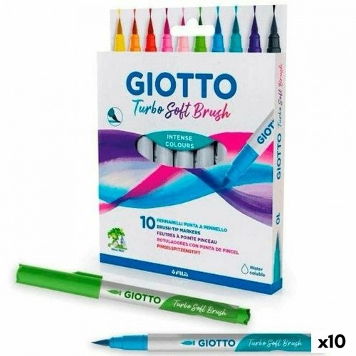 Flomasteru Komplekts Giotto Turbo Soft Brush Daudzkrāsains (10 gb.) image 1