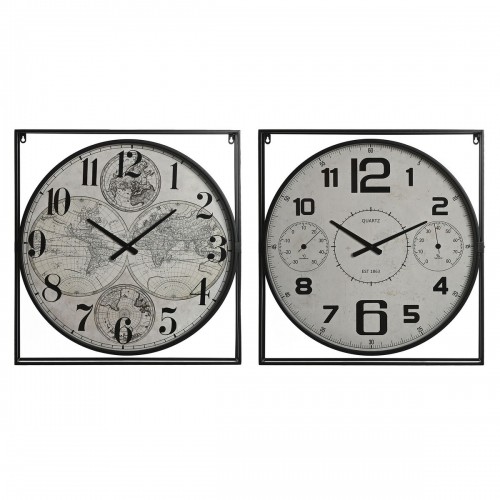 Wall Clock Home ESPRIT White Black Metal MDF Wood 62 x 6 x 65 cm (2 Units) image 1
