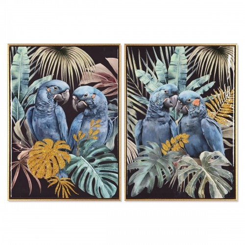 Painting Home ESPRIT Parrot Tropical Lacquered 50 x 3,5 x 70 cm (2 Units) image 1