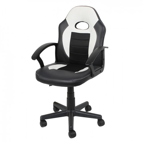Biroja krēsls LUKA 57x54.5xH89-99cm melns/balts image 1