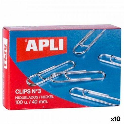 Clips Apli Nº 3 nickel 40 mm (10 Units) image 1