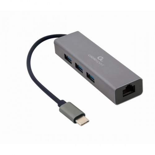 4-Port USB-C Hub GEMBIRD A-CMU3-LAN-01 White Grey image 1