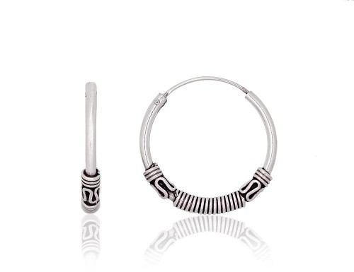 Серебряные серьги-кольца #2204000(POx-Bk), Серебро 925°, оксид (покрытие), 2.3 гр. image 1