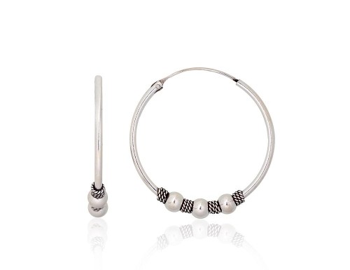 Серебряные серьги-кольца #2203997(POx-Bk), Серебро 925°, оксид (покрытие), 2.8 гр. image 1