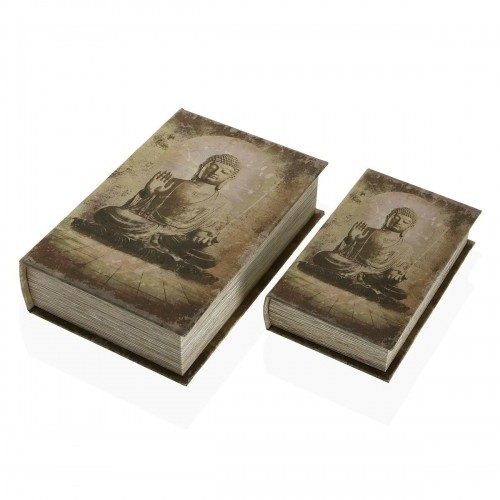 Dekoratīvs skapītis Versa Grāmata Buda Canvas Koks MDF 7 x 27 x 18 cm image 1