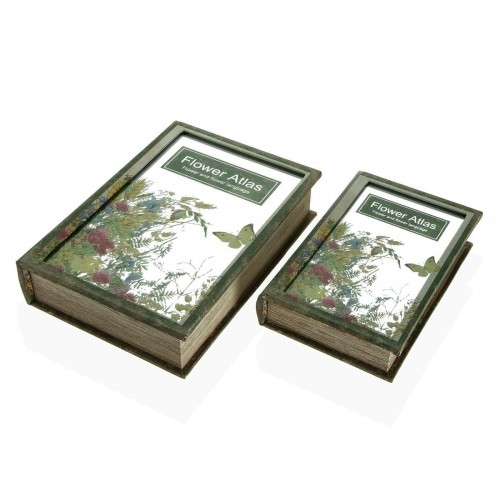 Декоративный шкафчик Versa Flower Atlas Буклет Полотно Зеркало Деревянный MDF 7 x 30 x 21 cm image 1