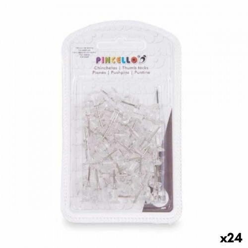 Drawing pins Transparent Metal Plastic (24 Units) image 1