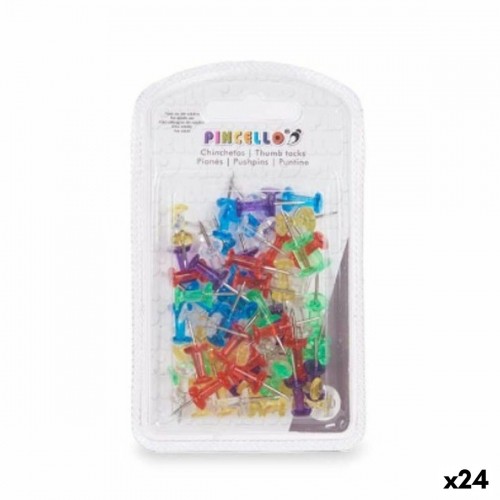 Drawing pins Multicolour Metal Plastic (24 Units) image 1