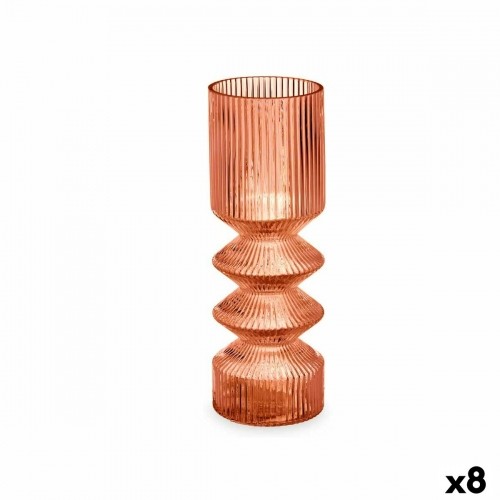 Vase Stripes Orange Crystal 8 x 23 x 8 cm (8 Units) image 1