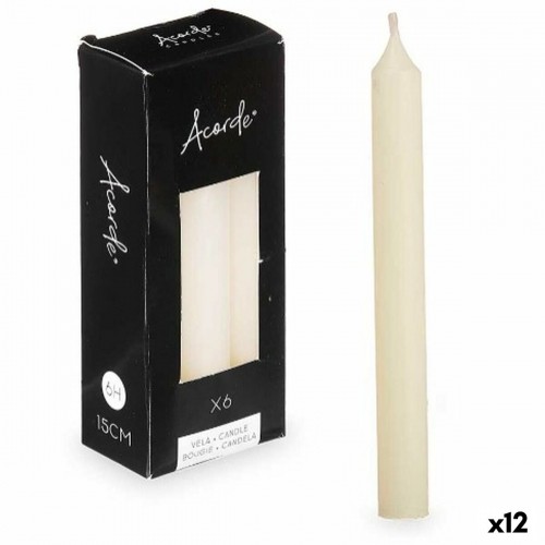 Candle Set 2 x 2 x 15 cm Cream (12 Units) image 1