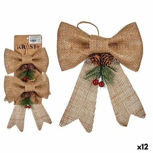 Christmas Decorations Set Brown Red Green Natural Fibre 14 x 3 x 19 cm Lasso (12 Units) image 1