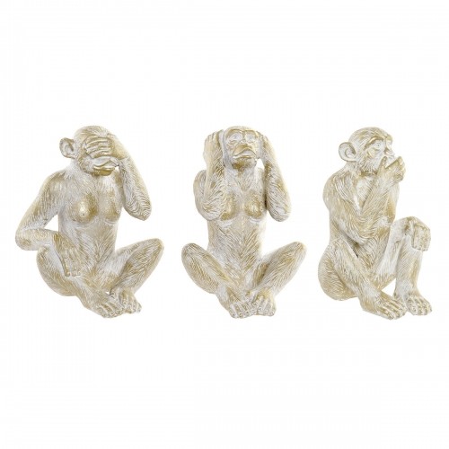Decorative Figure Home ESPRIT Golden Monkey Tropical 21 x 17 x 25 cm (3 Units) image 1