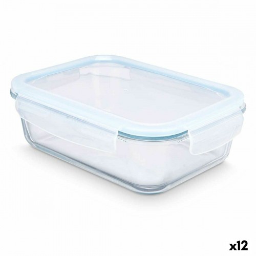 Lunch box Transparent Silicone Borosilicate Glass 1,5 L 24,5 x 7,6 x 19 cm (12 Units) image 1