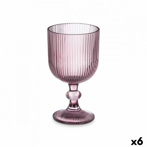 Wineglass Stripes Pink 370 ml (6 Units) image 1