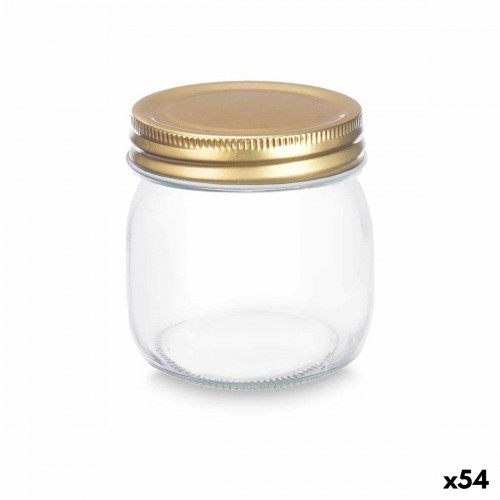 Jar Transparent Golden Metal Glass 180 ml 6 x 8 x 6 cm (54 Units) image 1