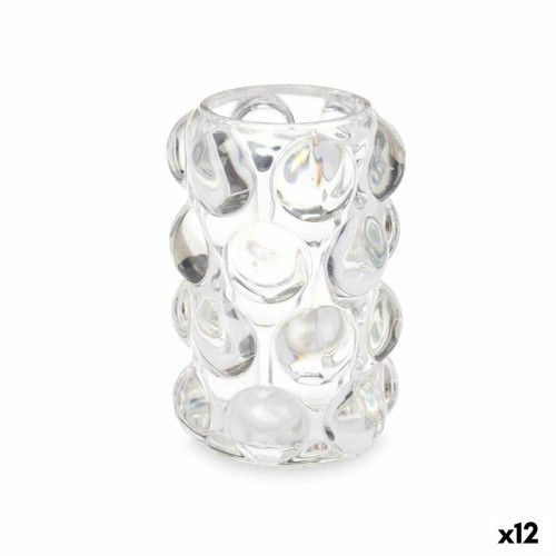 Candleholder Microbeads Transparent Crystal 8,4 x 12,5 x 8,4 cm (12 Units) image 1