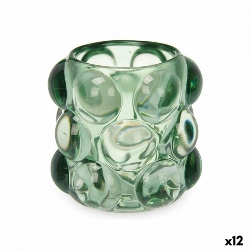 Candleholder Microbeads Green Crystal 8,4 x 9 x 8,4 cm (12 Units) image 1