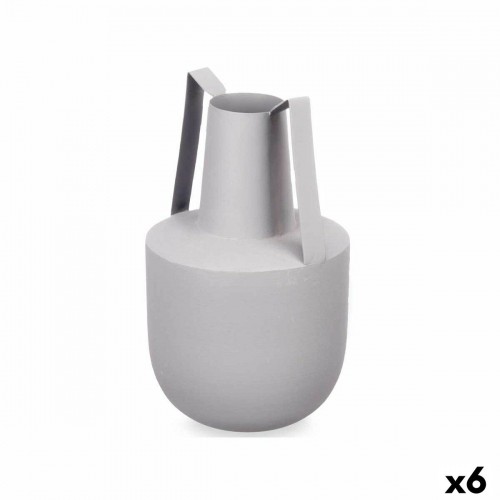 Vase With handles Grey Steel 14 x 24 x 14 cm (6 Units) image 1