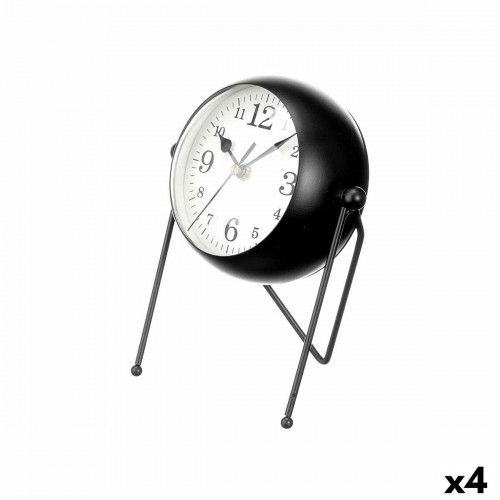 Table clock Black Metal 18 x 21 x 12 cm (4 Units) image 1