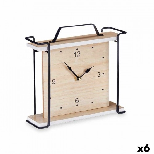Table clock Black Metal MDF Wood 23 x 21 x 7 cm (6 Units) image 1