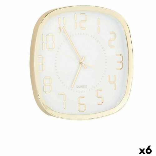 Wall Clock Squared Golden Glass Plastic 31 x 31 x 4,5 cm (6 Units) image 1